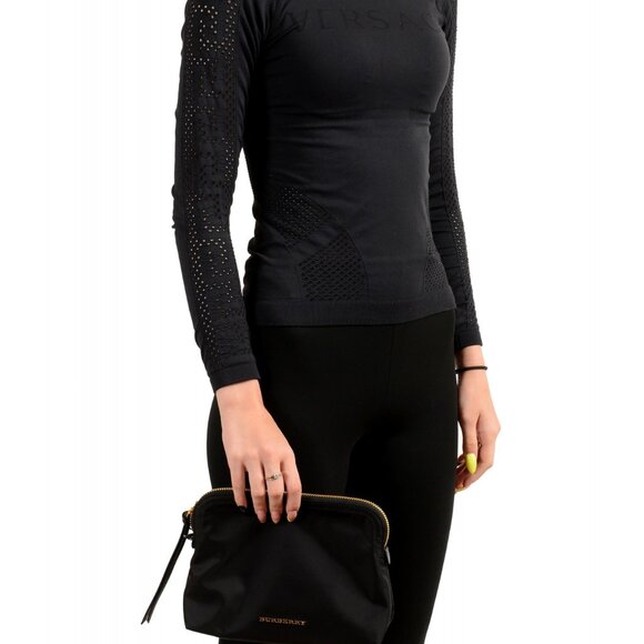 Burberry Black Pouch Clutch Cosmetic Bag Nylon Leather - Picture 5 of 5